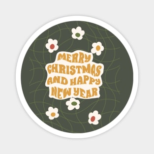 Groovy Merry Christmas Happy New Year Magnet